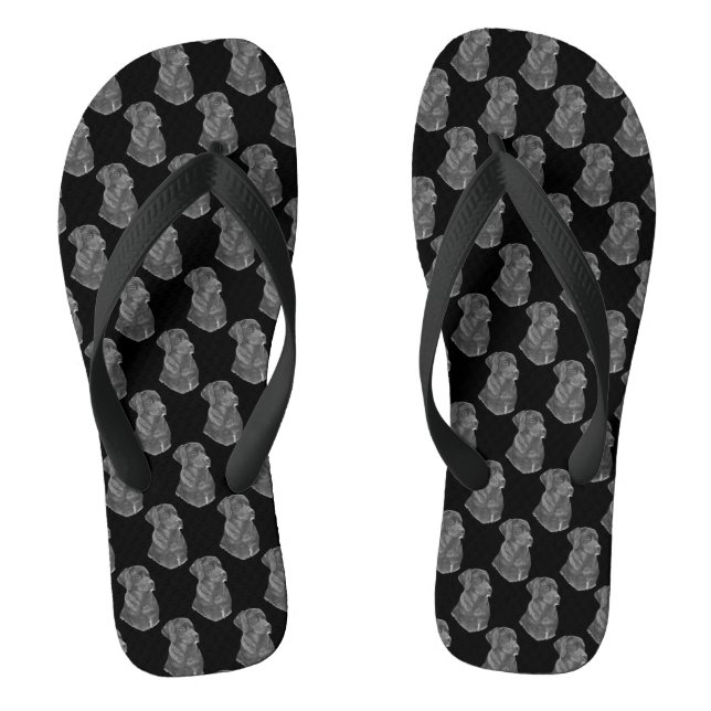 Originalporträt eines schwarzen Labrador-Hundes Flip Flops (Fußbett)