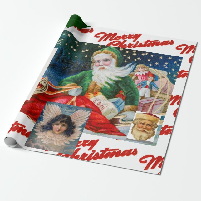 ORIGINALRETRO CHRISTMAS COLLAGE WRAPAPIER GESCHENKPAPIER (Ungerollt)