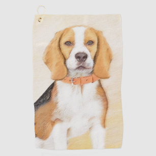 Originaltierkunst - Gemälde eines Beagle-Hundes Golfhandtuch