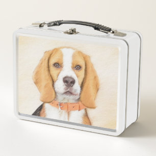 Originaltierkunst - Gemälde eines Beagle-Hundes Metall Brotdose