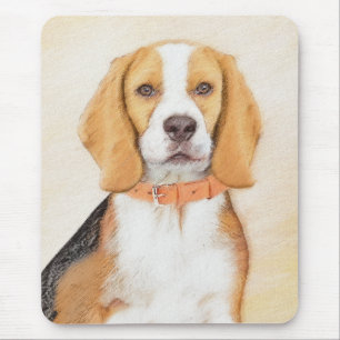 Originaltierkunst - Gemälde eines Beagle-Hundes Mousepad