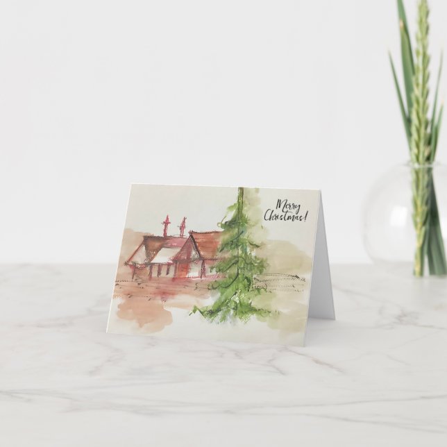 Originelle Aquarellskizze Dankeskarte (Vorderseite)