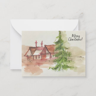 Originelle Aquarellskizze Mitteilungskarte