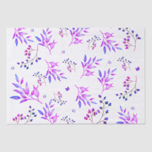 Originelle Gestaltung von violetten Blumen und Äst Seidenpapier