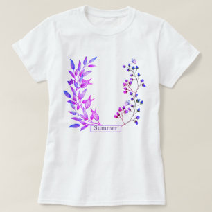 Originelle Gestaltung von violetten Blumen und Äst T-Shirt