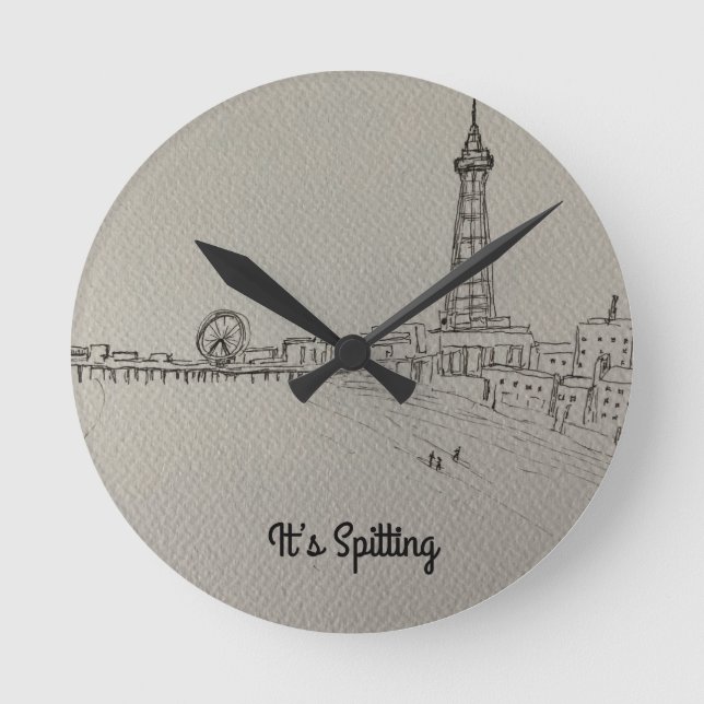 Originelle Kunst des Blackpool Tower Runde Wanduhr (Vorderseite)