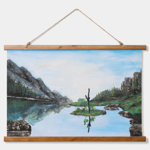 Originelle Landschaft Wandteppich Mit Holzrahmen