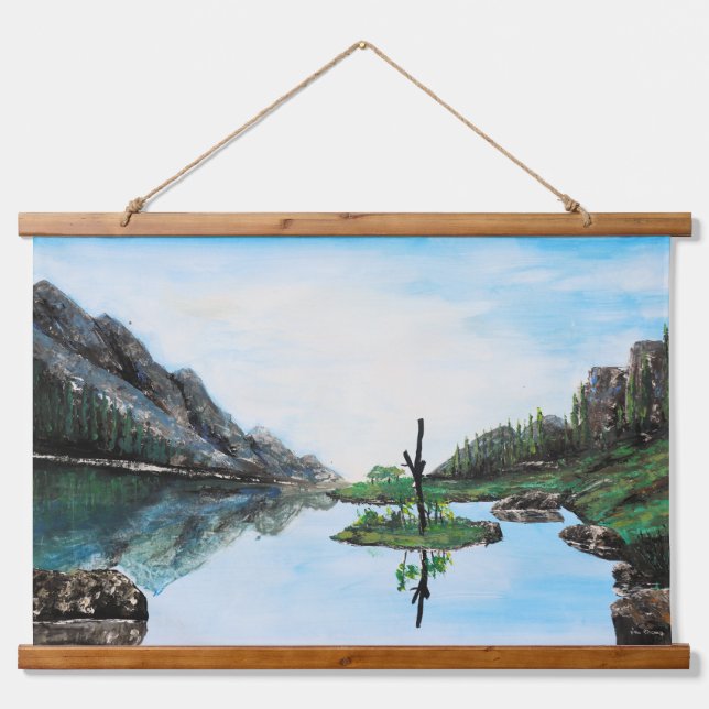 Originelle Landschaft Wandteppich Mit Holzrahmen (Vorne)