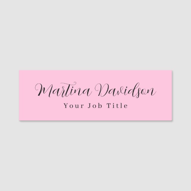 Originelle, rosa, kreative Handschrift Namensschild (Vorderseite)
