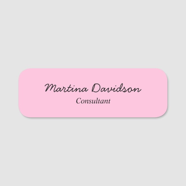 Originelle, rosa, kreative Handschrift Namensschild (Vorderseite)