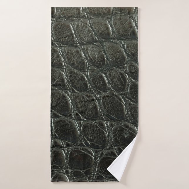 Originelle schwarze Alligatorledertextur, nah  Badehandtuch (Badehandtuch)