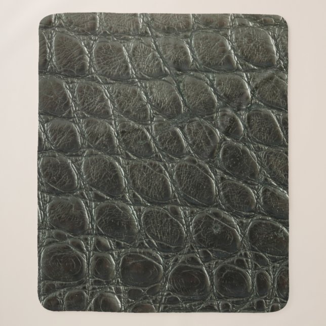 Originelle schwarze Alligatorledertextur, nah  Sherpadecke (Vorderseite)