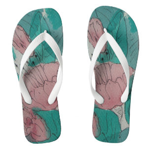 originelle Skizze abstrakt zeitgenössischer Blumen Flip Flops