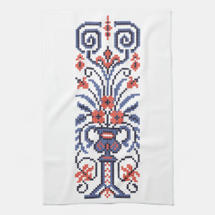 Originelles Design der Blume mit Stickereien Geschirrtuch