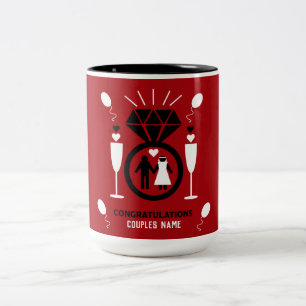 Originelles lustiges Verlobungsglückwunschgeschenk Zweifarbige Tasse