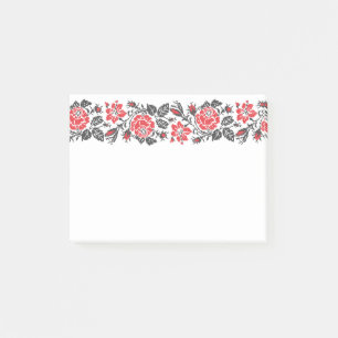 Originelles Muster der Blume der Kreuzstich-rote R Post-it Klebezettel