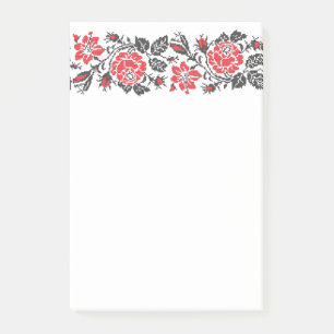 Originelles Muster der Blume der Kreuzstich-rote R Post-it Klebezettel