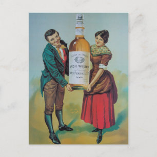 Originelles Vintages irisches Whisky-Poster in Han Postkarte