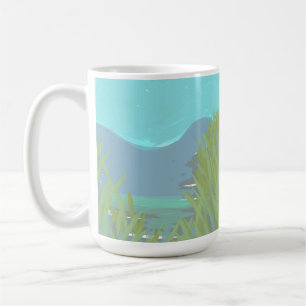 Originelles zeitgenössisches Kunstwerk "Der See" Kaffeetasse