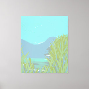 Originelles zeitgenössisches Triptychwerk "Der See Leinwanddruck