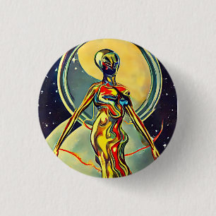 Orignal Art Liquid Metal Alien Abstrakt Button