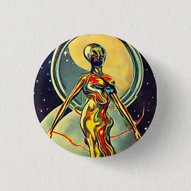 Orignal Art Liquid Metal Alien Abstrakt Button (Vorderseite)
