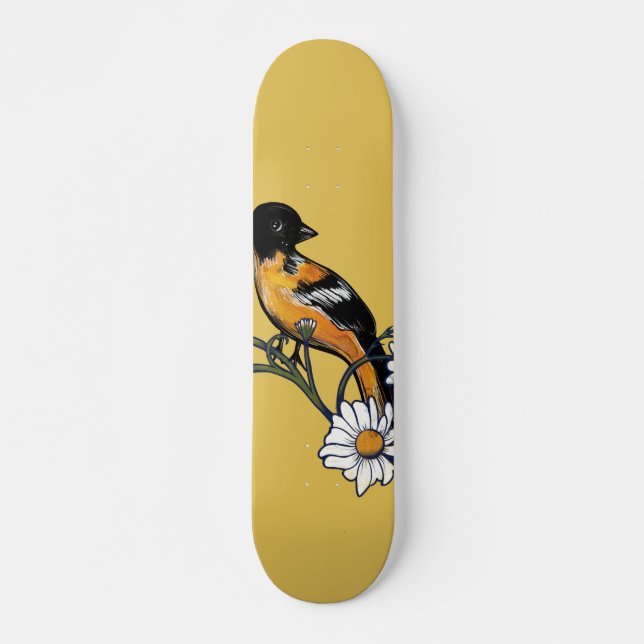 Oriole Bird Daisy Blume Naturkunde Skateboard (Vorne)