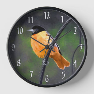 Oriole-Malerei - Original-Vogelkunst Uhr