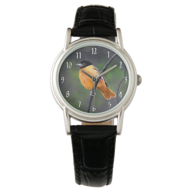 Oriolmalerei - Original Vogelkunst Armbanduhr (Vorderseite)