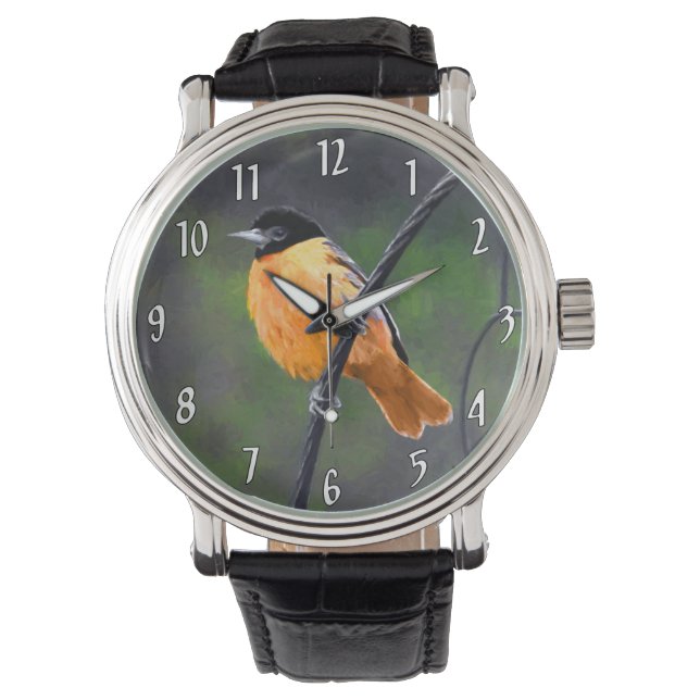 Oriolmalerei - Original Vogelkunst Armbanduhr (Vorderseite)