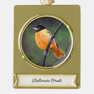 Oriolmalerei - Original Vogelkunst Banner-Ornament Gold