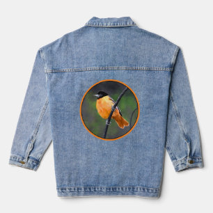 Oriolmalerei - Original Vogelkunst Jeansjacke