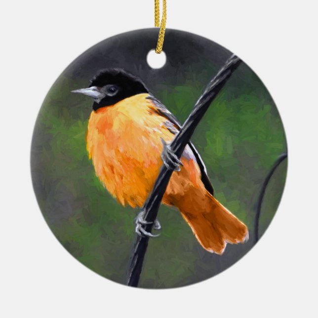 Oriolmalerei - Original Vogelkunst Keramik Ornament (Vorne)