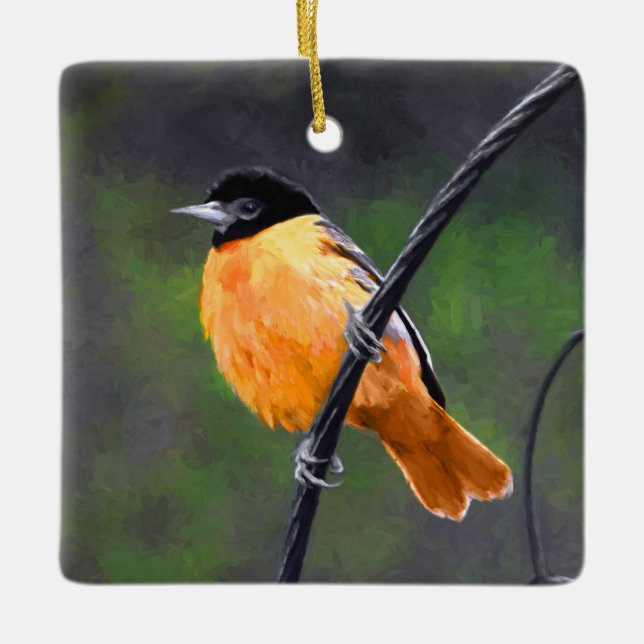 Oriolmalerei - Original Vogelkunst Keramikornament (Vorderseite)
