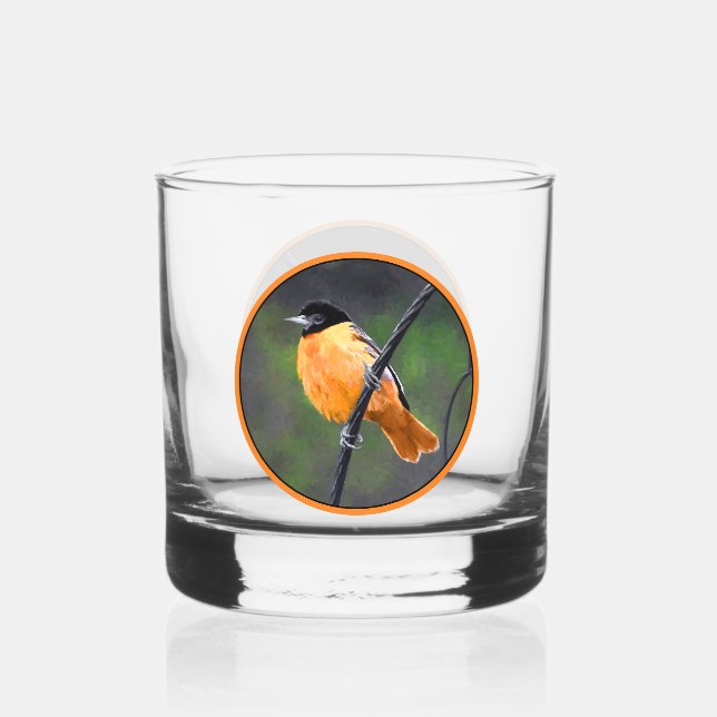Oriolmalerei - Original Vogelkunst Whiskyglas (Vorderseite)