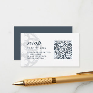 Orion Blau Elegant Klassisches Schloss QR-Code RSV Begleitkarte