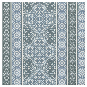 Orion Blue Decorative Boho Tile Pattern Stoff