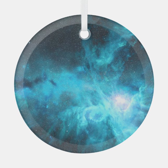 Orion Nebel, blaues Licht, Astronomie. Ornament Aus Glas (Vorderseite)