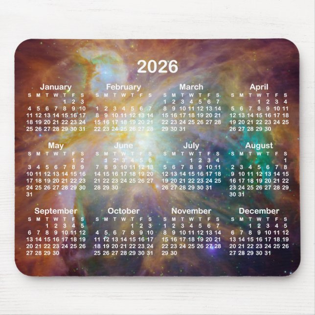 Orion Nebula 2026 Calendar Mousepad (Vorne)