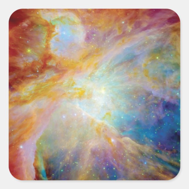 Orion Nebula Hubble Spitzer Telescope Space Foto Quadratischer Aufkleber (Vorderseite)