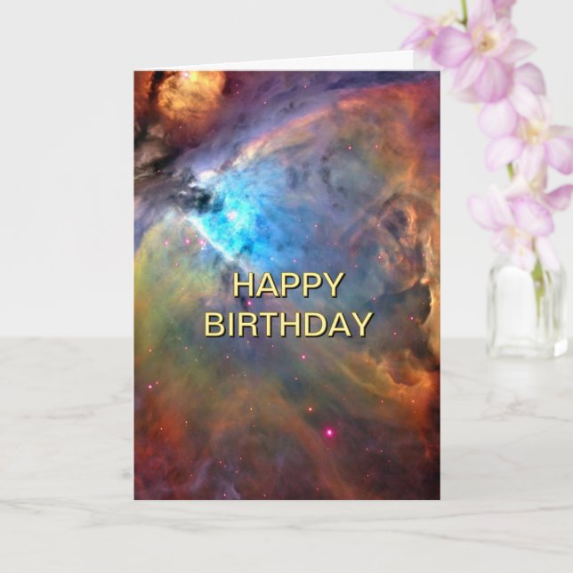 Orion Nebula Out of This World Space Birthday 5x7 Karte (Orchidee)