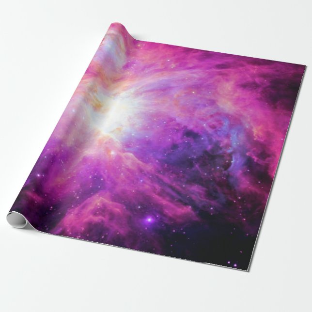 Orion Nebula Pink Lila Galaxy Wrapping Paper Geschenkpapier (Ungerollt)