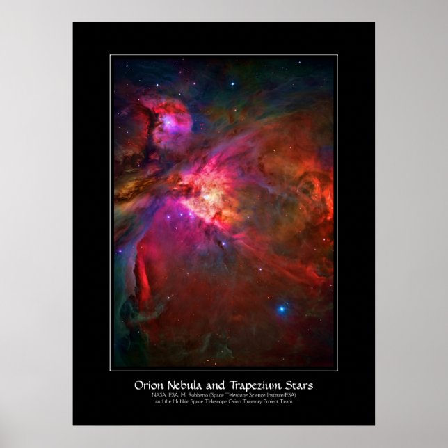 Orion Nebula und Trapezium Stars Poster (Vorne)