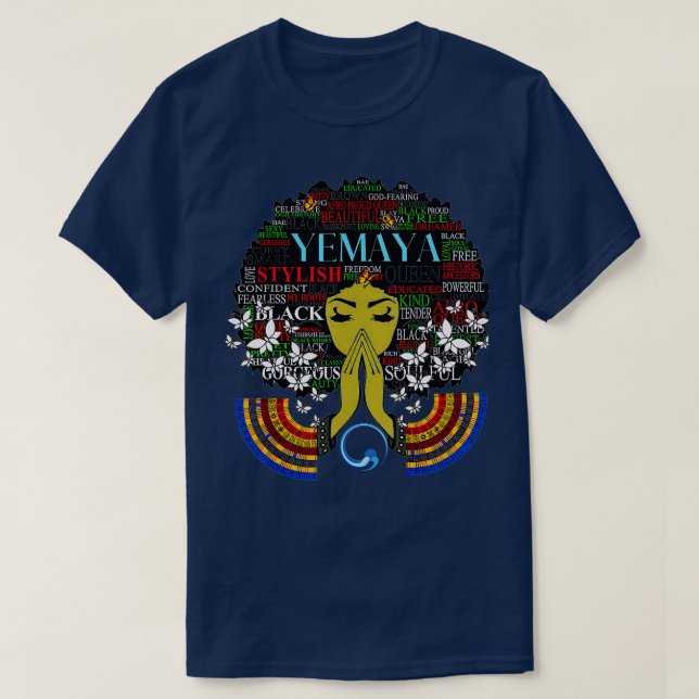 Orisha Yemaya die Göttin des Ozeans, der große Mot T-Shirt (Design vorne)