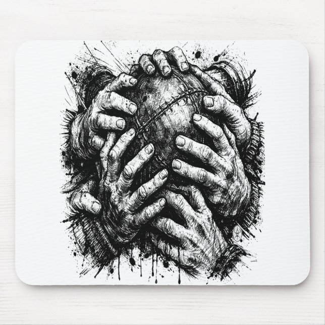 Orkney Dark Art Ink Illustration – Greifende Hände Mousepad (Vorne)