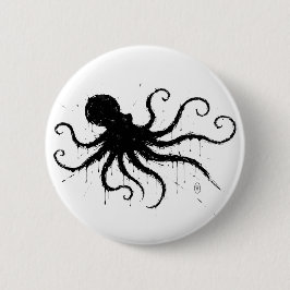 Orkney Dark Ink Illustration – Grasping Octopus Button