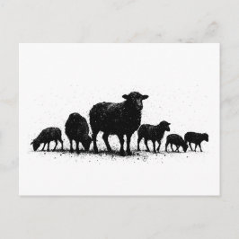 Orkney-Schafe — Tinten-Silhouette-Herde Postkarte