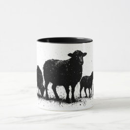 Orkney-Schafe — Tintensilhouette-Herde Tasse