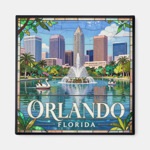 Orlando Buntglas Lake Eola Stadtansicht 🦢 Magnet