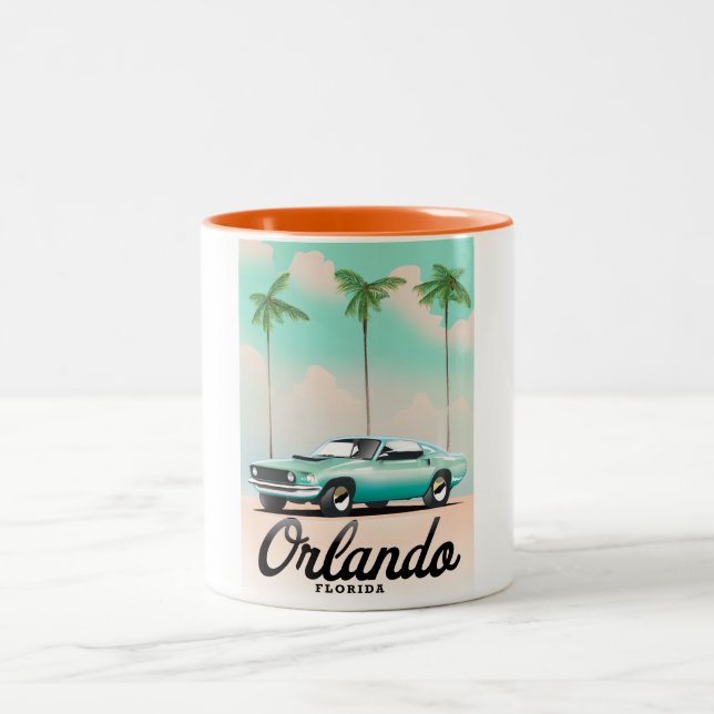 Orlando Dusk Florida Reiseplakat Zweifarbige Tasse (Mittel)